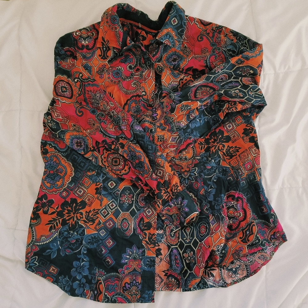 Vintage Paisley Print Button Up
